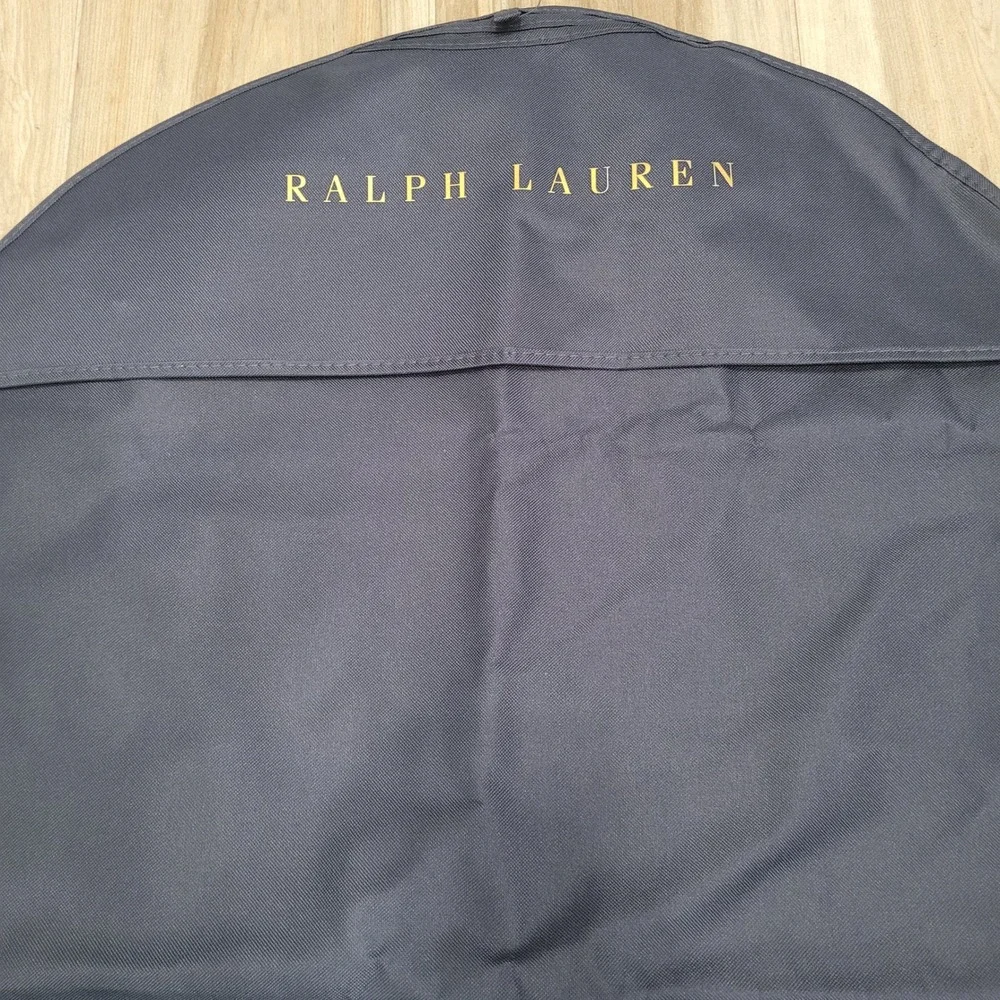 Ralph Lauren Navy Blue Garment Bag Travel Suit Cover Gold Logo Foldable Bag